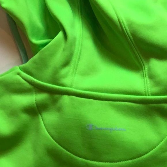 Champion, Loose Fit Hoodie, Size Medium, Fluorescent (Lime) Green with baby blue - Picture 4 of 8